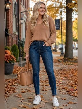 Judy Blue JB8863 High Rise Front Seam Skinny Jeans Dark Wash Size 9/29